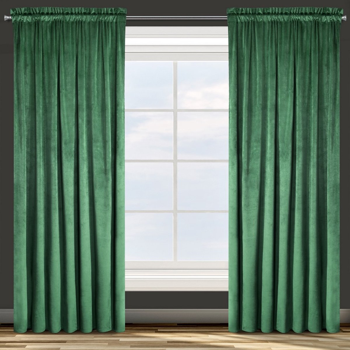 Design 91 Rosa Serie - Verduisterend Velours Gordijn - 140x270 cm - Donkergroen