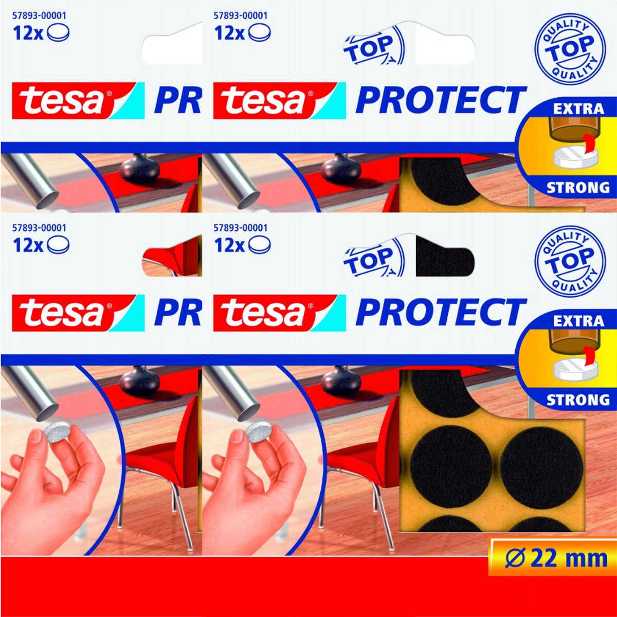 Tesa Protect Serie - Filten Meubelglijders - 22mm - Zelfklevend - Bruin