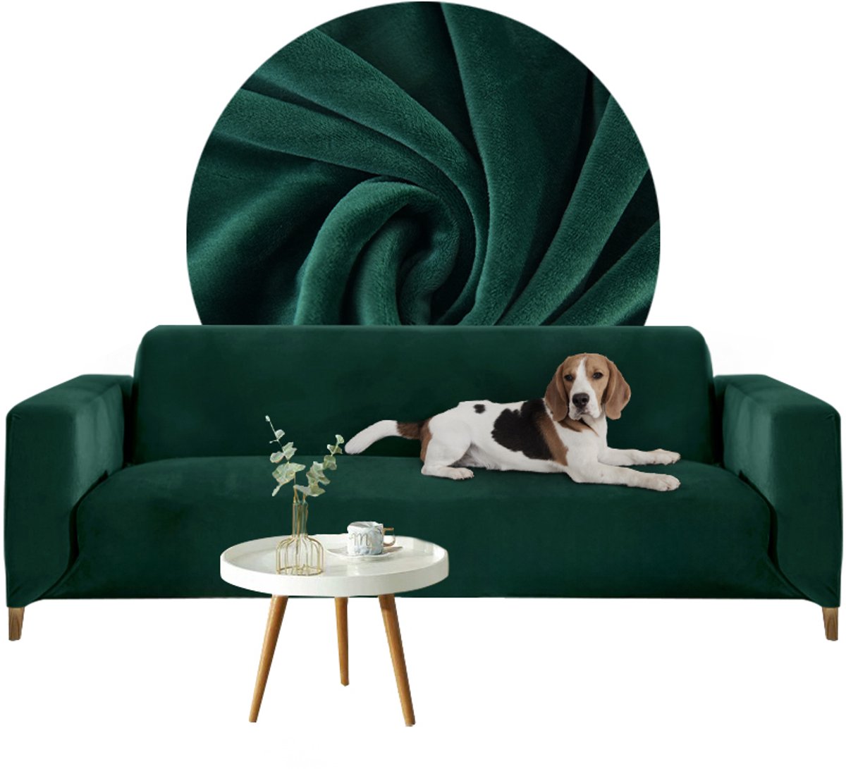 Meble odNowa Serie - Fluwelen Hoes voor 2-zits Bank - Groen - 145-185cm