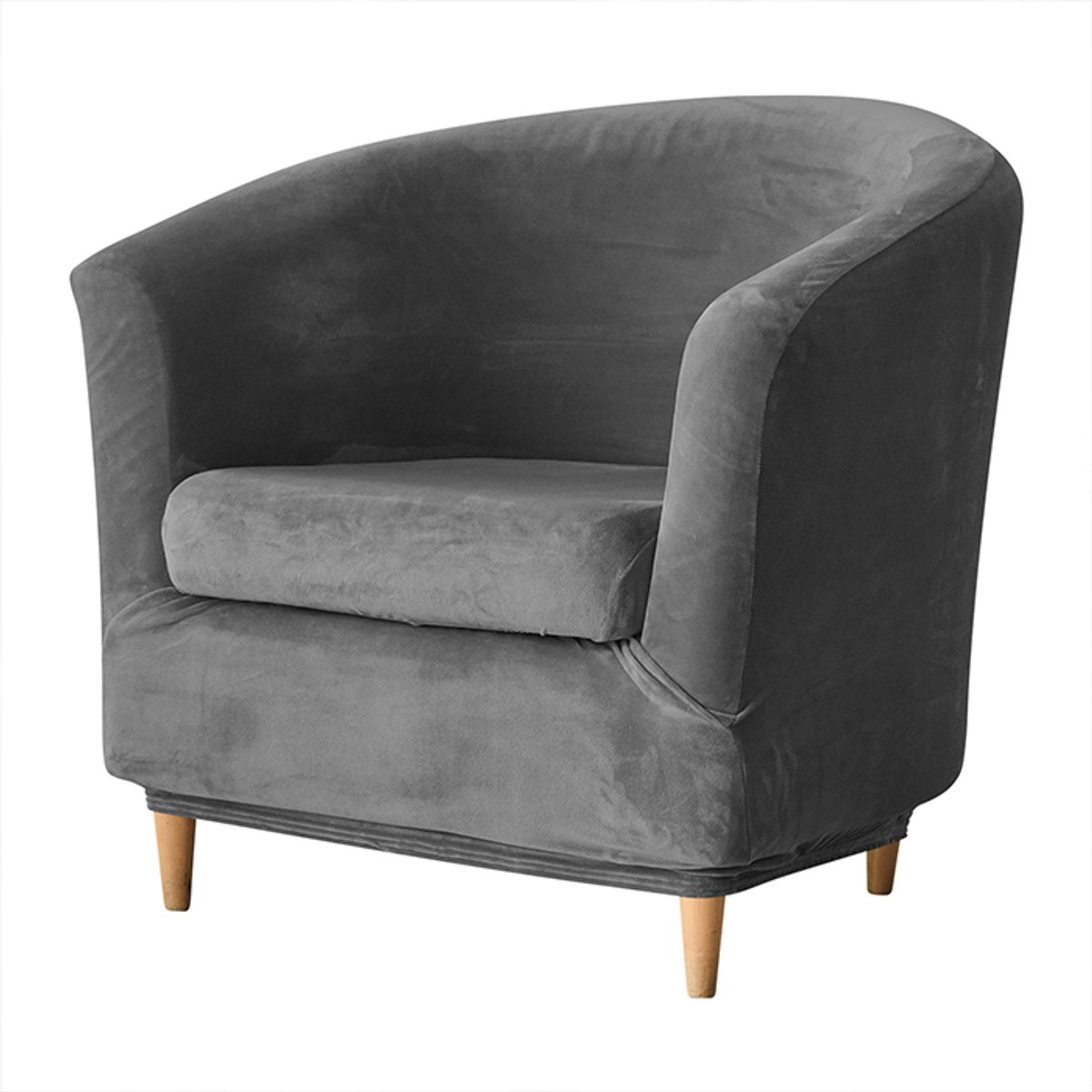 Meble odNowa - Club Fauteuil Hoes - Velours - Donkergrijs - Elastische Pasvorm