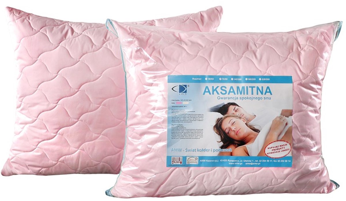 AMW Aksamitna Serie - Anti-allergene Kussen - 50x60 cm - Roze - Rits - Microvezel