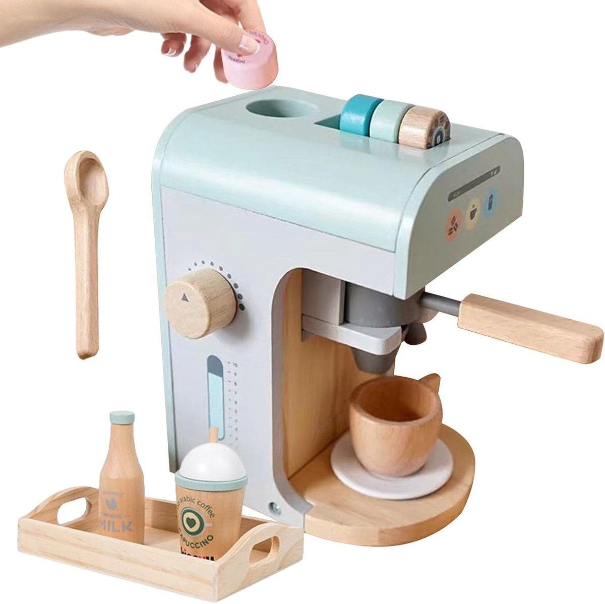 Houten Koffiezetapparaat - Speelgoed Keuken - Leren Spelen - Educatief Hout - 21 x 18.5 cm