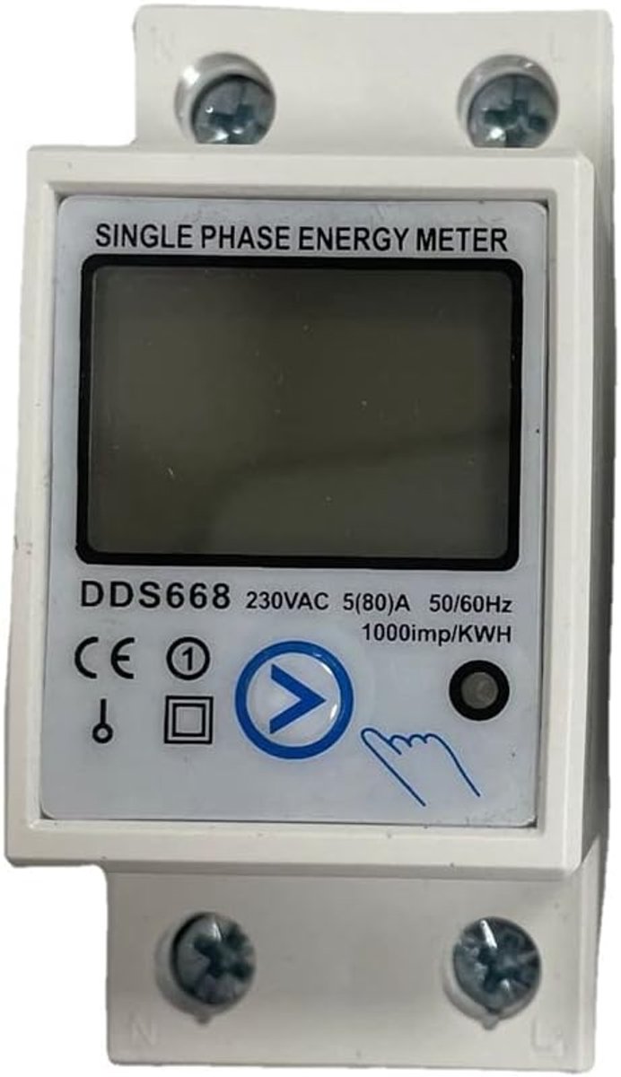 Stroomverbruik Meter - Energieverbruik Monitor - Stroommeting Thuis - Digitale Referentie Meter - 230V AC 80A - Grijs & Wit