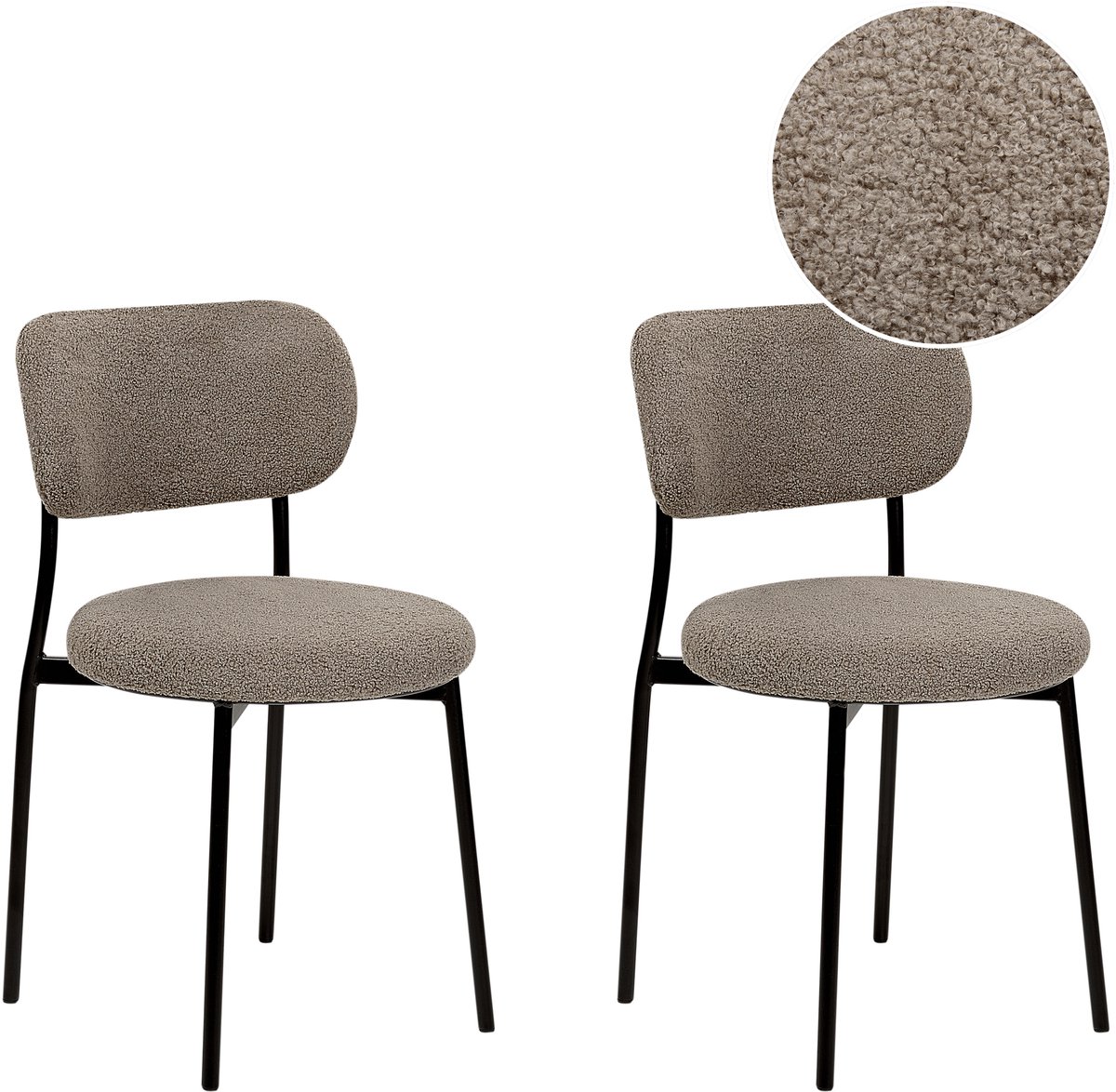 CASEY - Eetkamerstoelen set van 2 - Taupe - Bouclé
