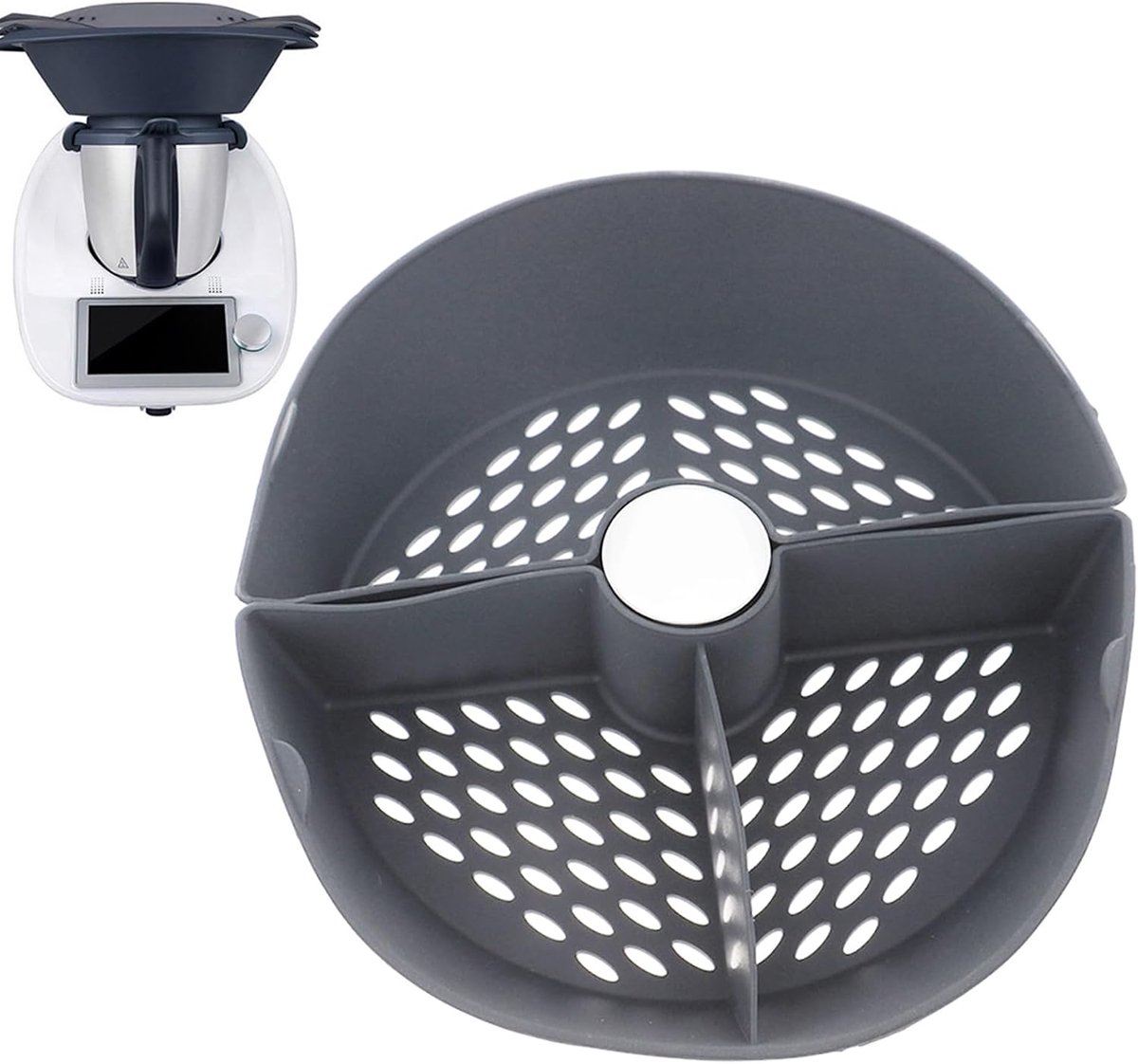 Stoommandje RVS Kookrek Opvouwbaar Gezond Koken Met Siliconen Pootjes 20x14x4.5 cm Zwart