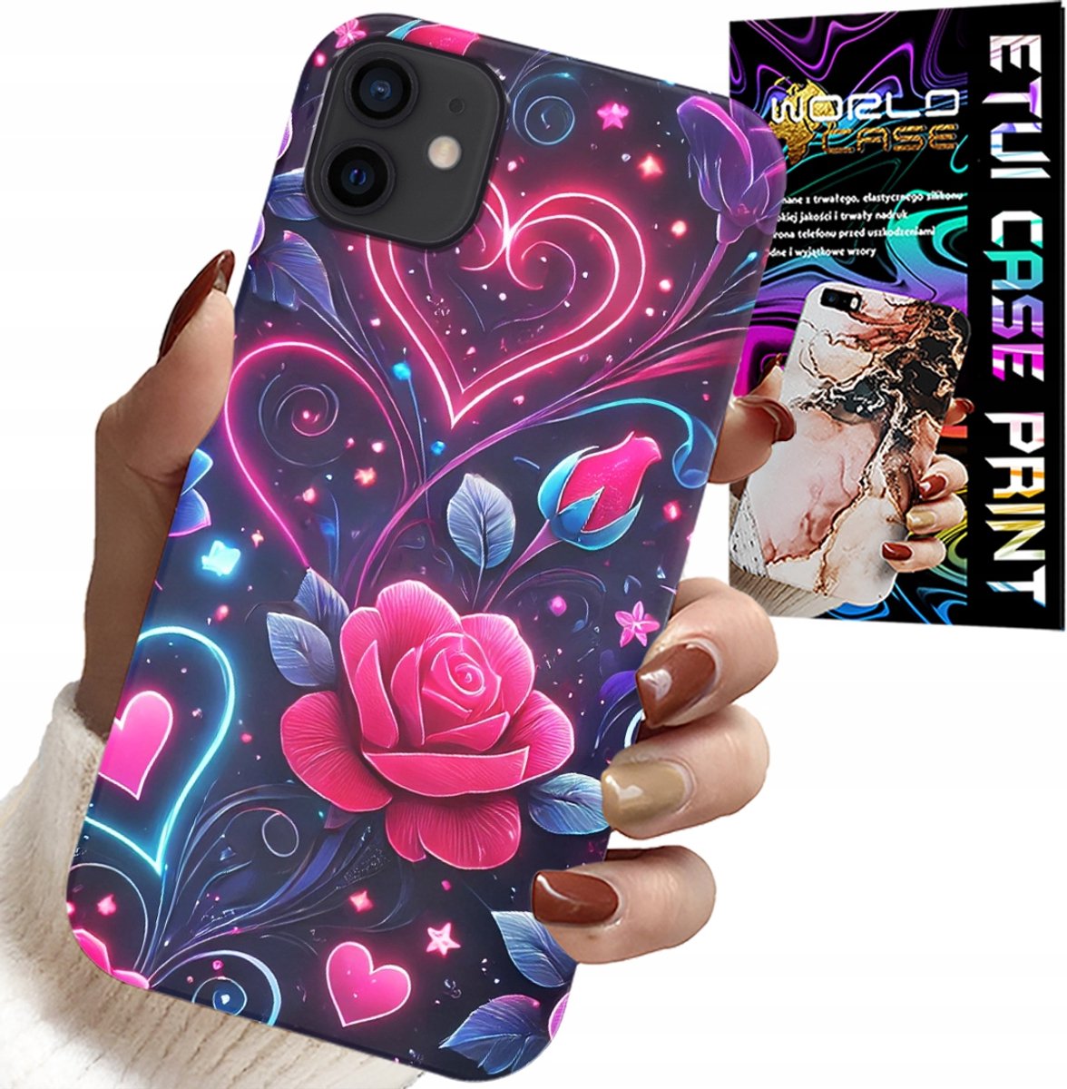 HOESJE VOOR IPHONE 12 MINI - HART, ROOS, TIENERSHOESJE + GLAS