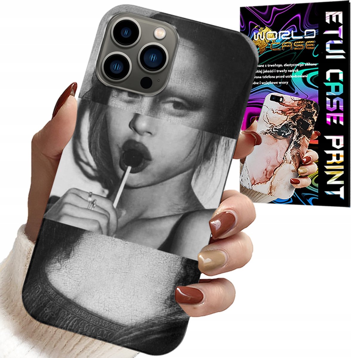 iPhone 13 Pro Max hoesje - Mona Lisa met lolly- en trendy patroon