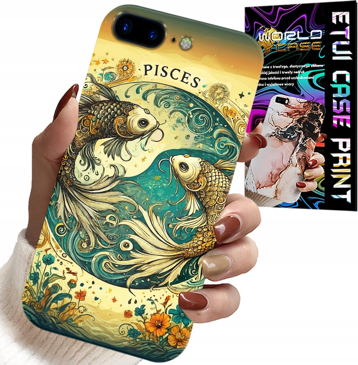 Hoesje voor iPhone (7 Plus) - Sterrenbeeld Vissen + folie