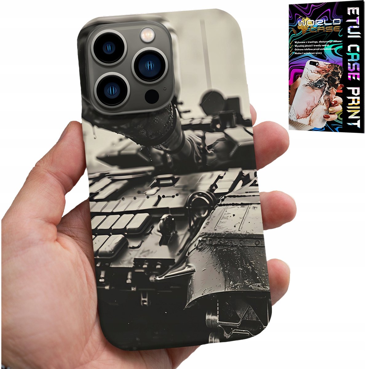 HOESJE VOOR IPHONE 14 PRO MAX - TANK MILITAIRE VOERTUIGEN + GLAS