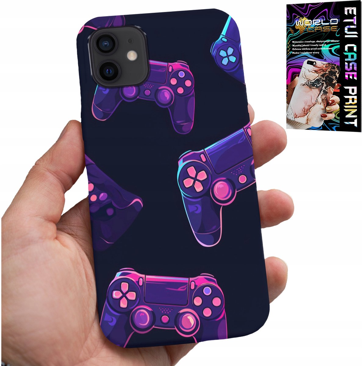 HOESJE VOOR IPHONE 13 MINI - HOESJE VOOR GAMERS, MET GAME-PATRONEN + GLAS