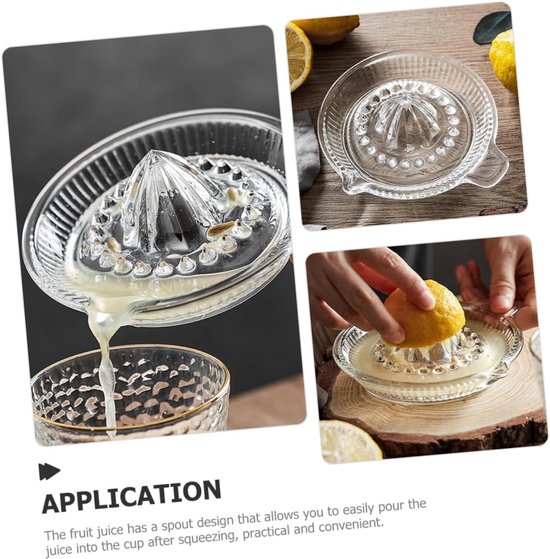 Handmatige Citroenpers - Fruitpers Keuken - Verse Sapjes Maken - Glazen Kom - 6x11x6 cm - Transparant — afbeelding 4