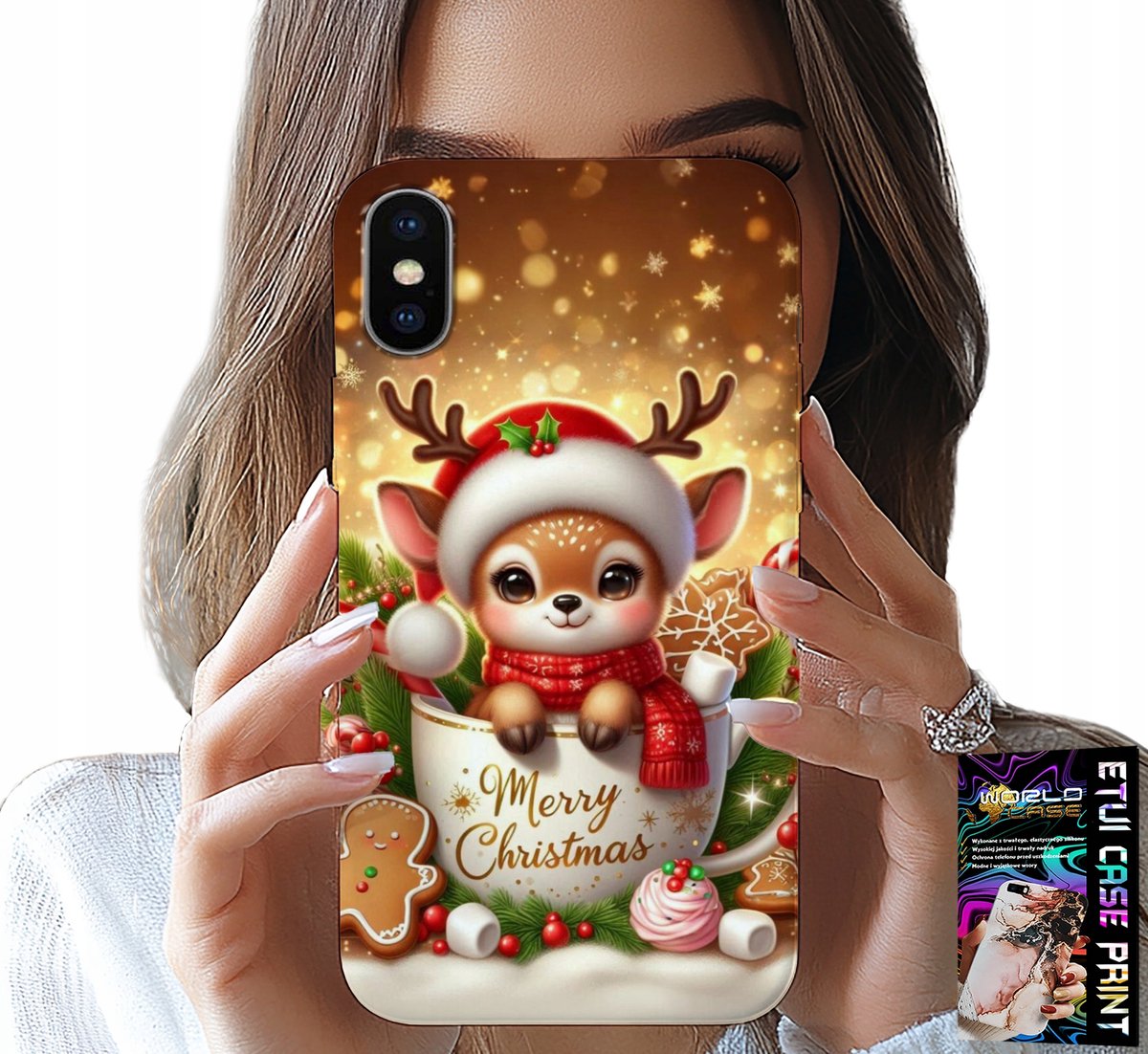 HOESJE VOOR IPHONE X / XS - SCHATTIG RENDIEREN KERSTPATROON