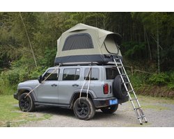 Deliqa auto tent - opblaasbare daktent - tent voor op de auto - groen/zwart - met handpomp/matras/ladder - geschikt voor SUV / Jeeps en andere auto's met dakdragers - 2 personen + een kind - 140 x 220 x 145 cm