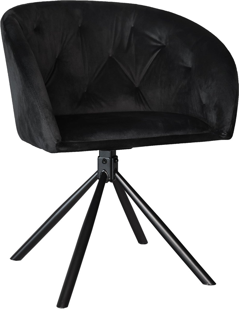 Lizzely Garden & Living Eetkamerstoel draaibaar Tamara zwart velvet eetstoel draaibare stoel zetel