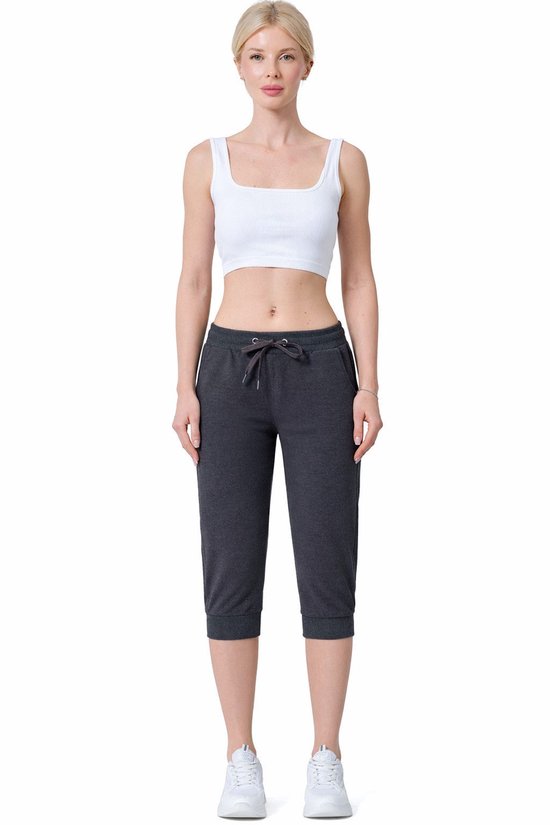Pantalon Capri Smith & Solo pour femme, jogging court, pantalon d'été, anthracite, S