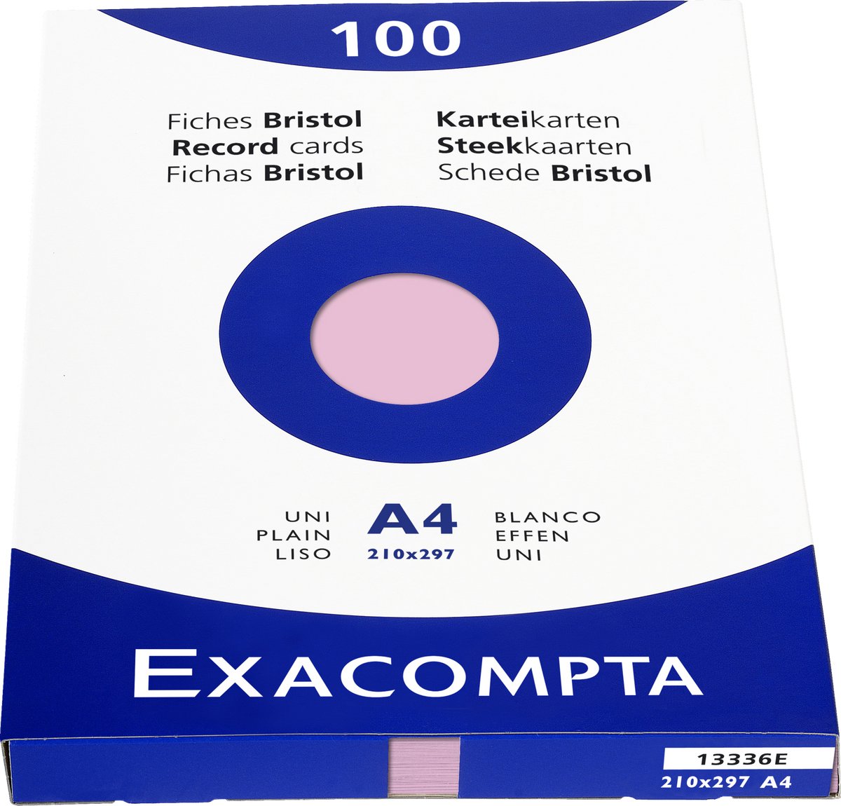 Exacompta etui 100 steekkaarten bristol effen niet geperforeerd 210x297mm - Roze - 13336E
