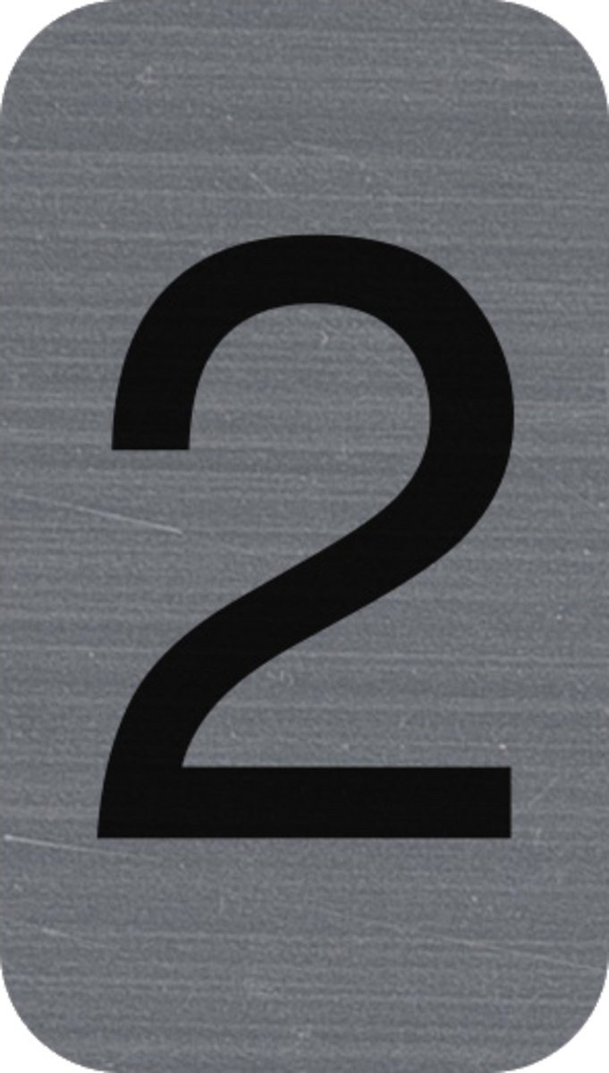 Exacompta Zelfklevend plaatje in imitatie aluminium Cijfer 2 - 2,5x4,4 cm - Grijs - 67182E