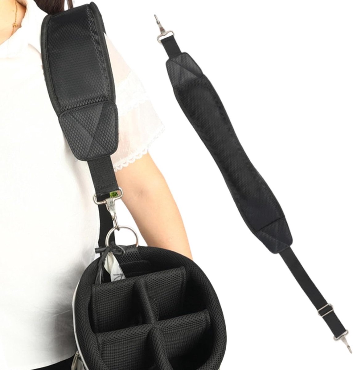 Reserve Golftas Riem - Draagtas Band - Comfortabel Dragen Golf - Gevoerde Verstelbare Riem - 120x10x5 cm - Zwart