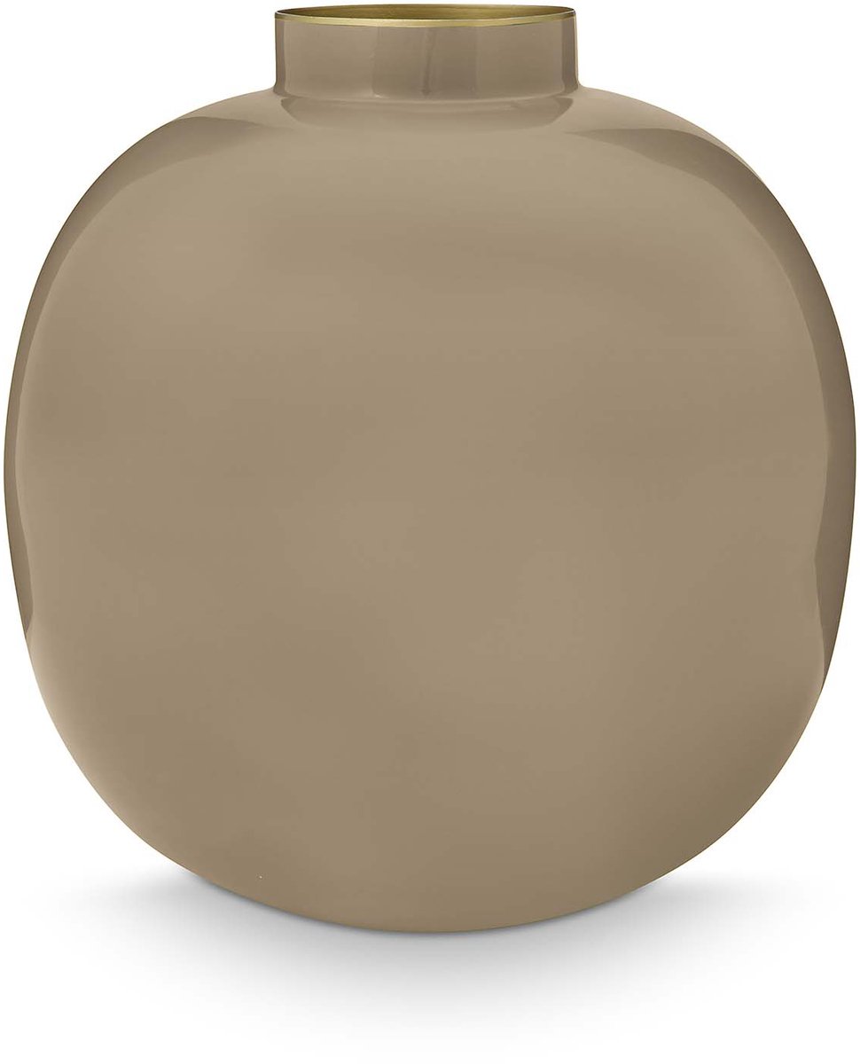 Pip Studio Vaas - Decoratie - Bloemenvaas van Metaal - Khaki - 23cm