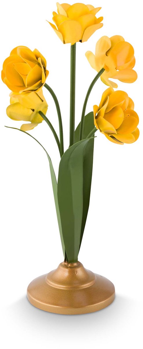 Pip Studio Kaarsenhouders - Bloem - Kandelaar van Metaal - Geel - 27.5cm