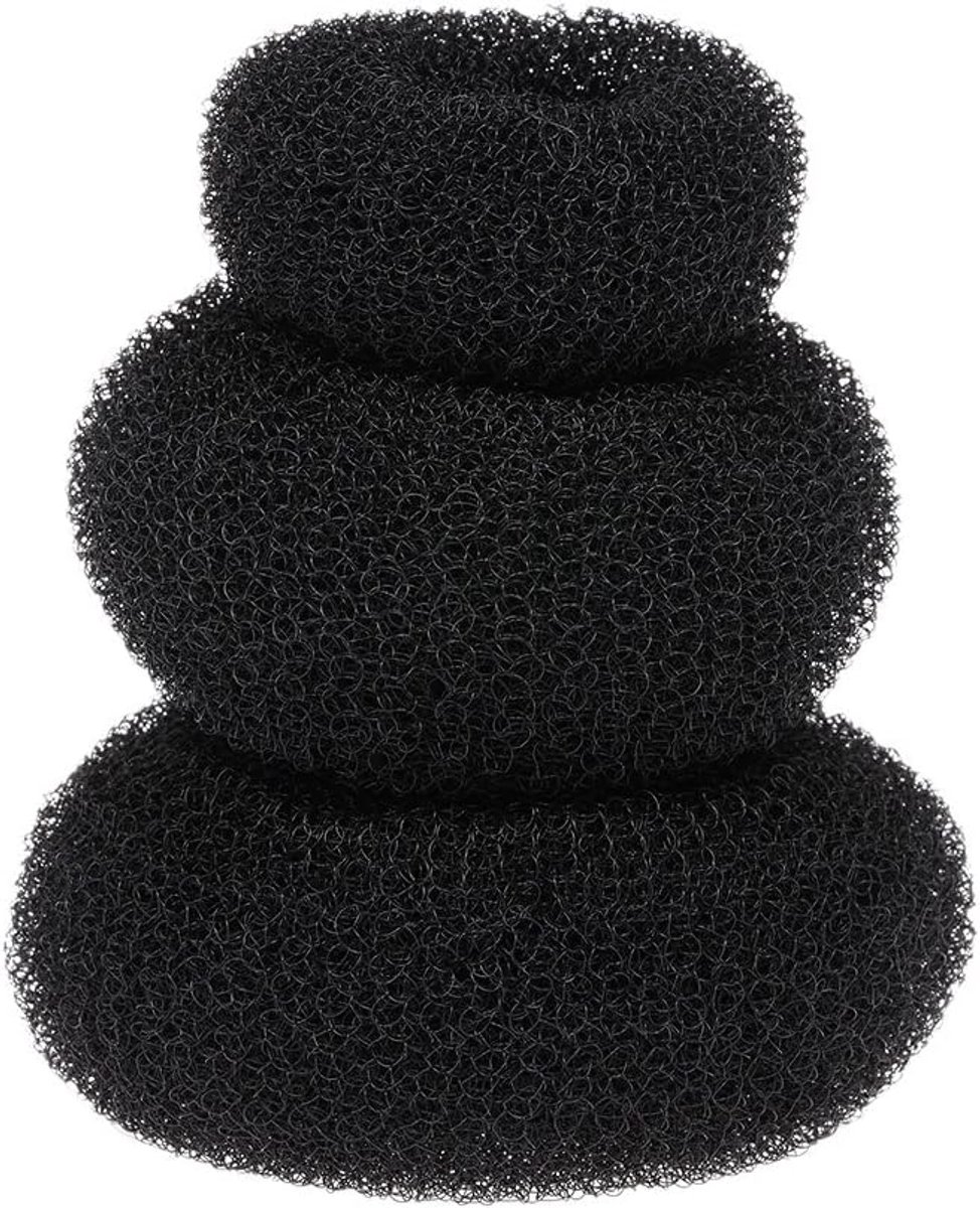 Haar Bun Maker - Haarring Accessoires - Kapsel Styling - 3 Maten Set - S M L - Zwart