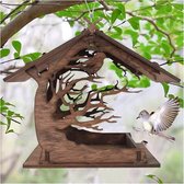 Mangeoire pour oiseaux en bois pour l'extérieur, bac suspendu étanche pour les oiseaux sauvages