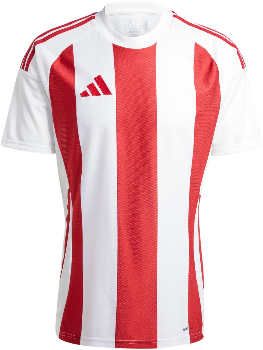 adidas T-shirt Heren Striped 24 Jersey Wit-Rood - Maat XL