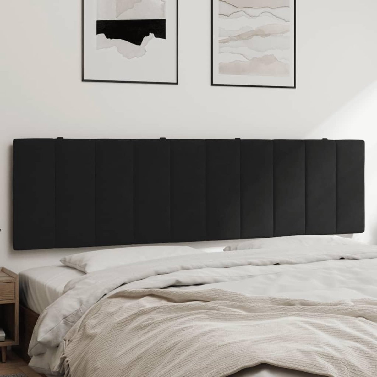 Hoofdbordkussen Bed - Zacht Velours - Comfortabel Lezen - Eenvoudige Montage - 180 cm Breed - Zwart