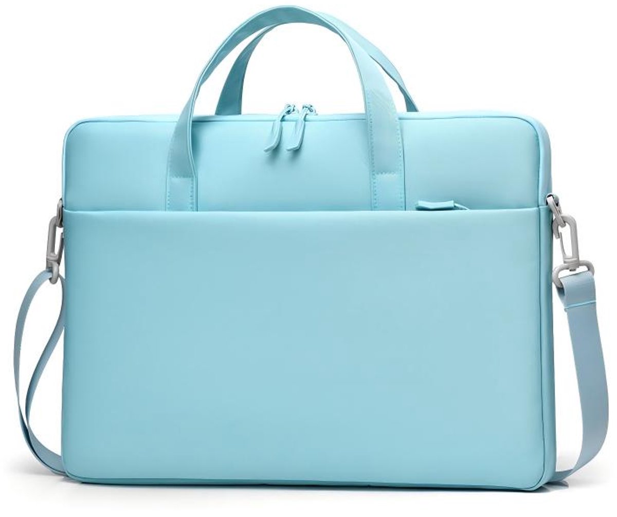 Laptoptas -Laptoptas 14 inch PU Leder Grote Capaciteit Schouder- Business & Casual - PU Leder - Grote Capaciteit - Schouder- & Handtas - Voor Dames & Heren - Blauw