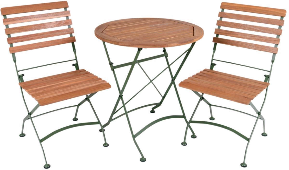 MaximaVida inklapbare ronde acacia bistroset Toscana 70 cm olijfgroen - stoelen zonder armleuning