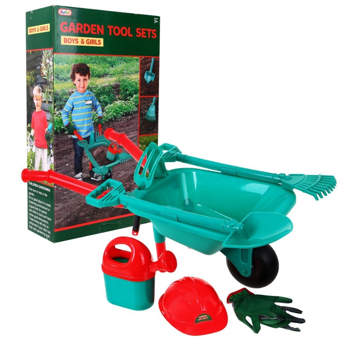 Playos® - Tuinierset - met Kruiwagen - Groen - Inclusief Accessoires - Tuinieren voor Kinderen - Moestuin - Buitenspeelgoed - Rollenspel