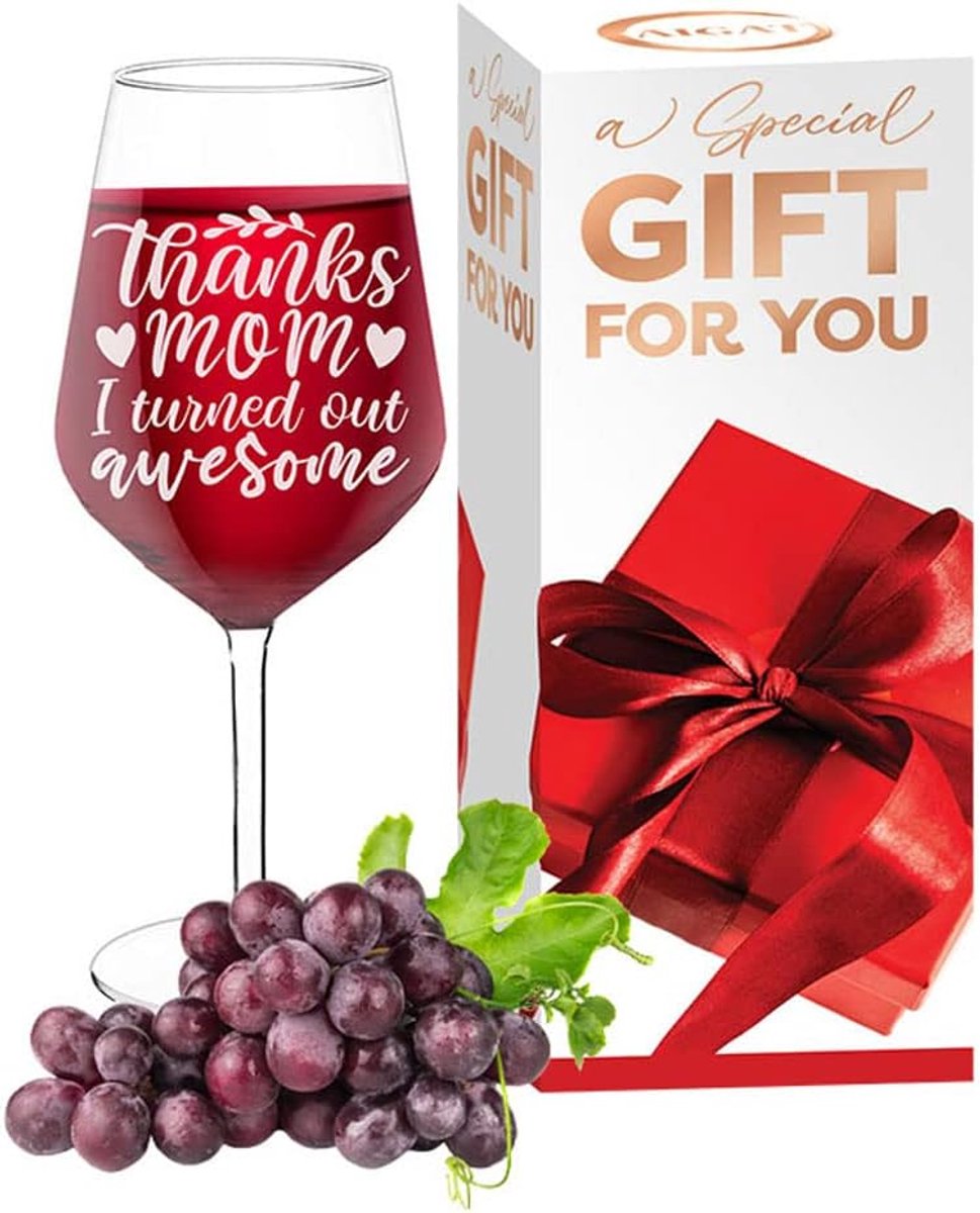 Gegraveerd Wijnglas - Wijn Cadeau - Moederdag Verjaardag - Unieke Tekst - 530ml - Transparant