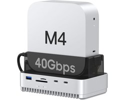 M4 Mac mini Dock Stand met USB4 40Gbps, Thunderbolt 4/5, M.2 NVMe SSD Enclosure en SD 4.0 Card Reader