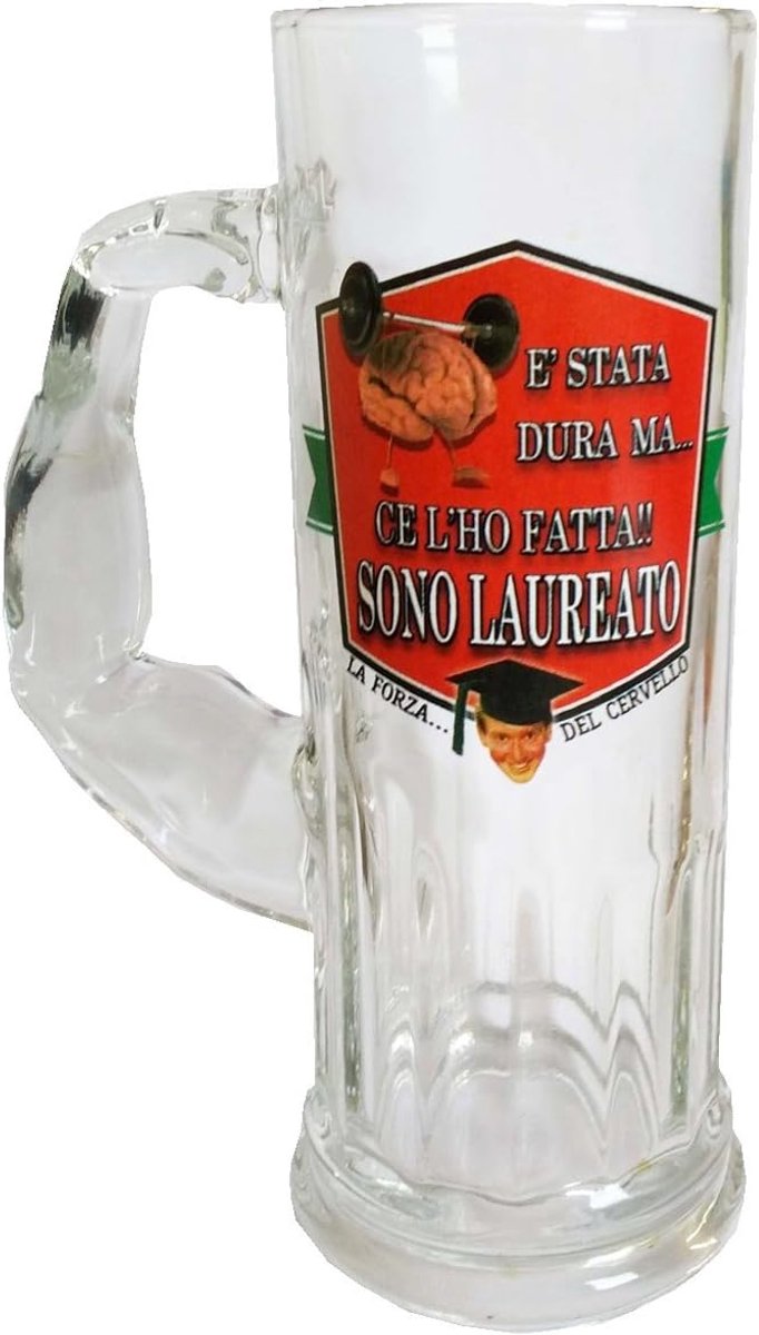 Grote Bierpul met Handvat in Spierbal Vorm 0.5L Glas
