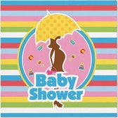 40x Babyshower feest servetten gekleurd 25 x 25 cm papier - Babyshower papieren wegwerp tafeldecoraties