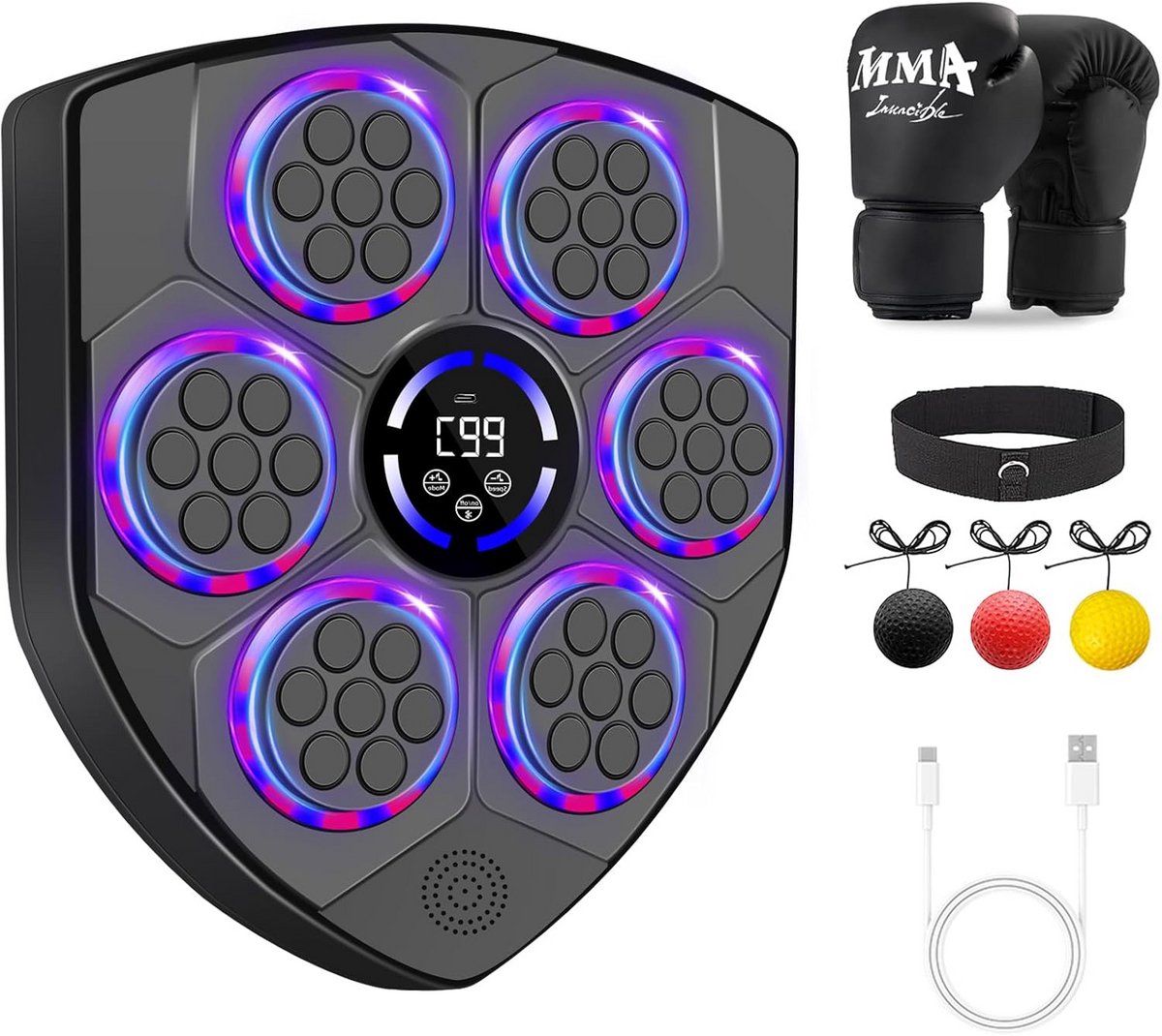 Wandbokszak met Bluetooth - Muziek Boksmachine voor Thuis Training - Inclusief Handschoenen