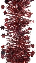 5x Kerstslingers sterren donkerrood 10 x 270 cm - Guirlande folie lametta - Donkerrode kerstboom versieringen