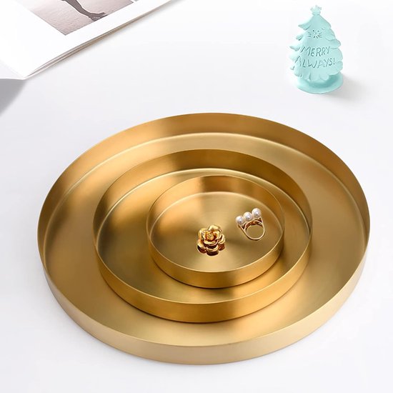 1 stks RVS Plantenbak Schotel (30 cm x 2.6 cm), Ronde Bloempot Druppelbakken, Gouden Bloempot Tray, Grote Metalen Plant Pot Schotels, voor Verzamelt Tuin Ingemaakte Drainage en Overtollig Water van Merkloos	 — afbeelding 2