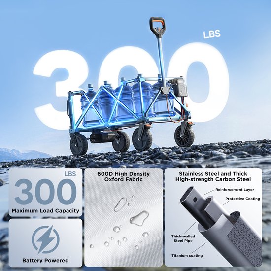 Litheli U20 elektrische opvouwbare kar met 4,0 Ah accu- 200L 60KG laadvermogen van Merkloos — afbeelding 5