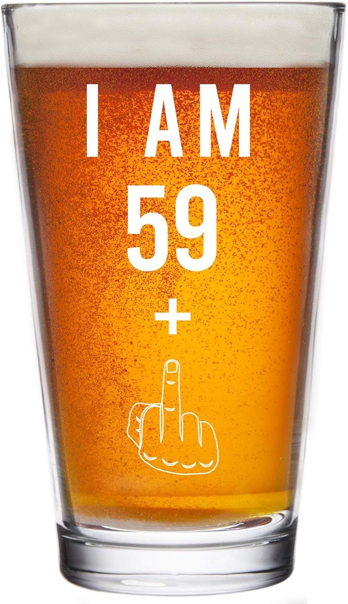 Grappig Bierglas Cadeau voor 60e Verjaardag - Groot Pintglas voor Heren en Dames