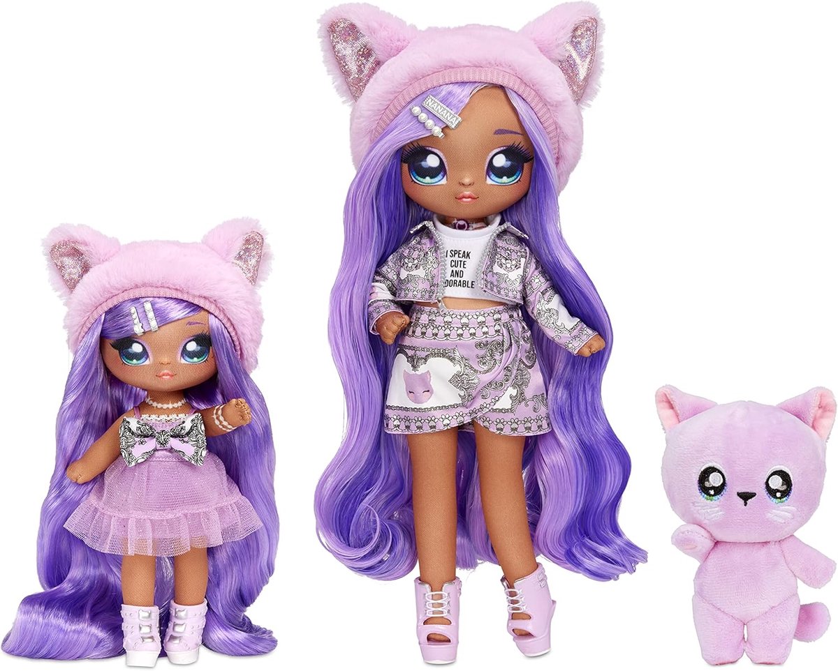 Zachte Poppen Set van 3 met Fashion Poppen en Pluche Dier - Inclusief Accessoires