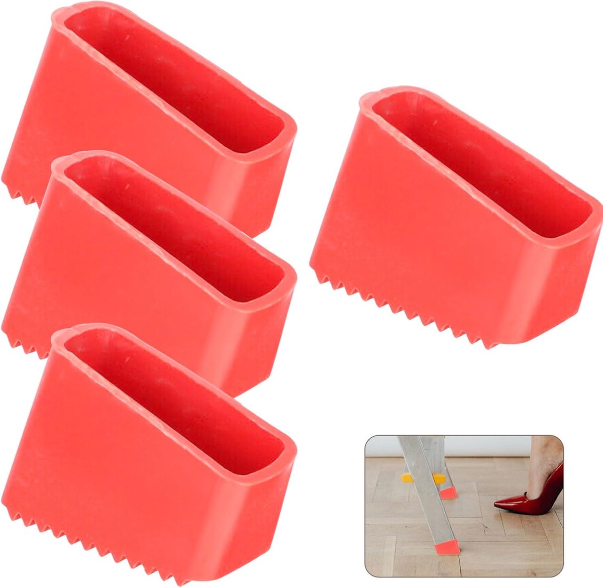 4x Antislip Rubberen Ladderpoten - Universele Vervangende Voeten voor Trappen en Meubels