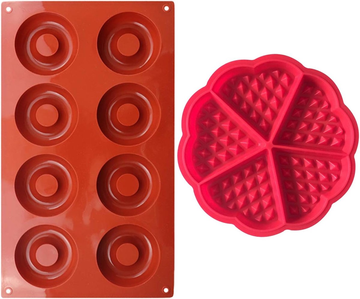 Siliconen Bakvormen Set voor Wafels en Donuts - Flexibel en Antiaanbak