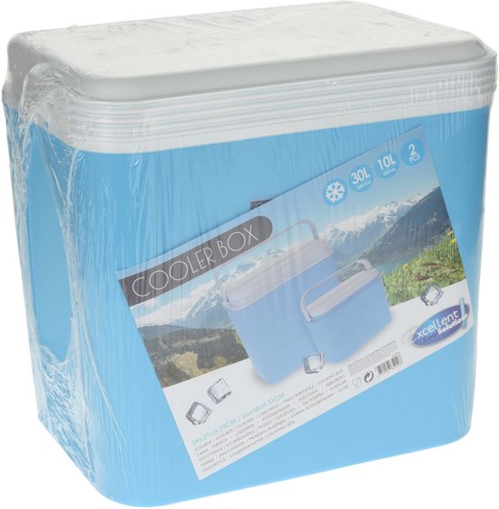 Exellent Houseware Koelboxen set - blauw - 10 en 30 liter - 2 stuks - koelbox - camping - picknicken van Merkloos — afbeelding 2