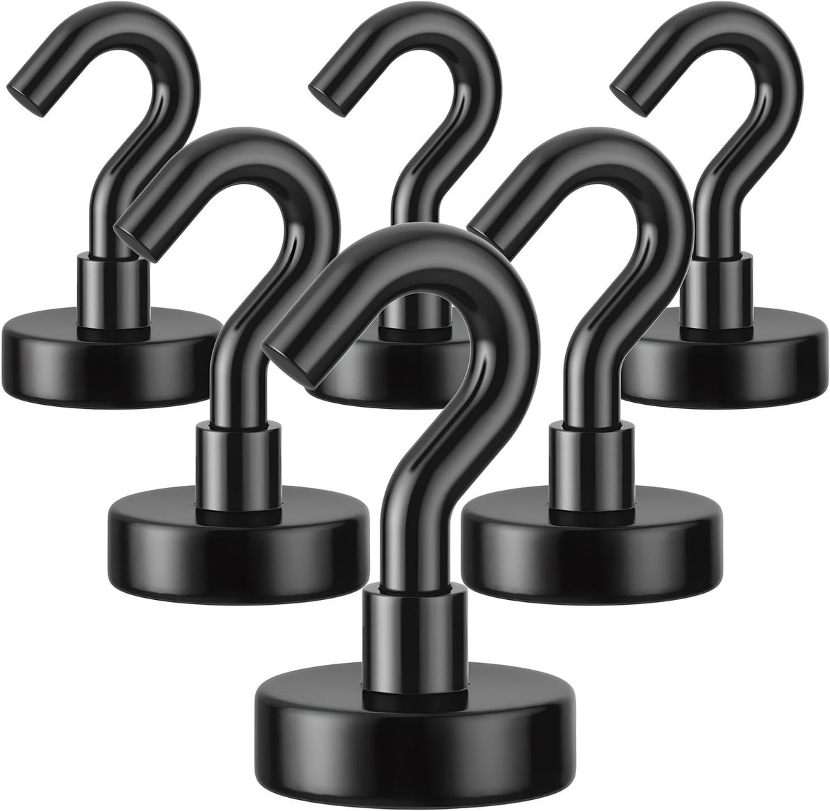 Set van 6 Zware Magnetische Haken - 36 kg Trekkracht - Sterke Ophanghaken voor Koelkast, Garage en Meer