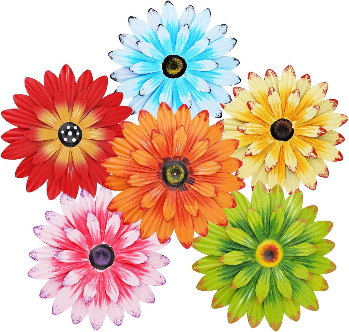 Set van 6 Metalen Bloemen Wanddecoratie Buiten - 3D Tuin en Huisdecoratie