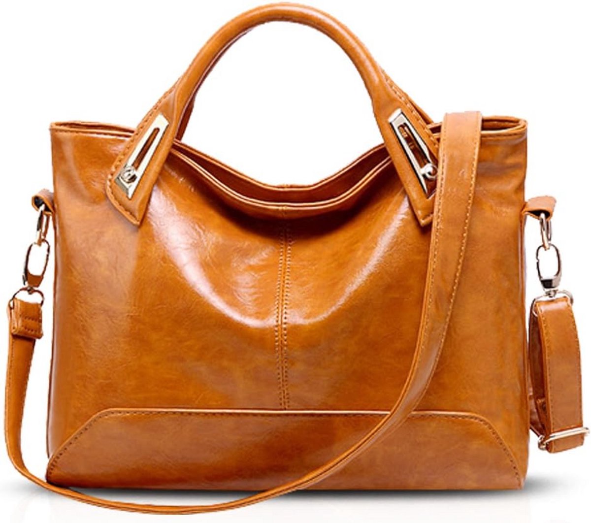 Elegante stijlvolle tote dames handtas schoudertas crossbody bucket hengseltas grote tas PU bruin