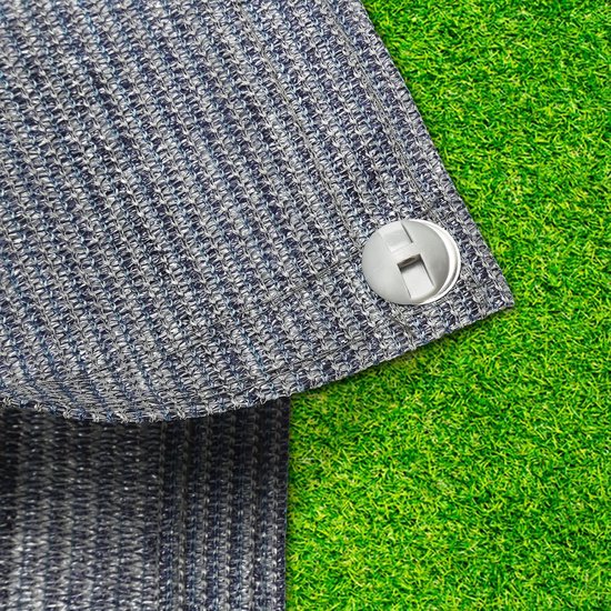 Voortenttapijt 250 x 300 cm - Waterdicht Tentzeil met Oogjes en Haringen - Outdoor Campingmat - Grijs/Blauw - Inclusief Draagtas — afbeelding 4