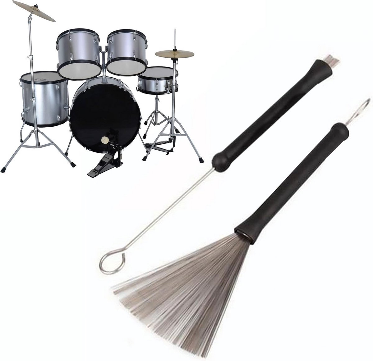 Intrekbare Drumborstels met Comfortabele Rubberen Handvatten
