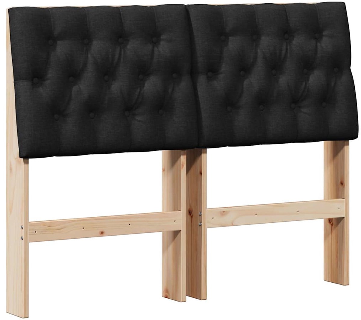 vidaXL Gestoffeerd - hoofdbord - Zwart - 120 - cm - Massief - grenenhout
